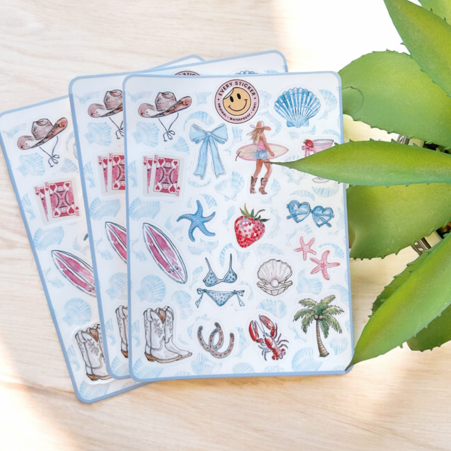 Coastal Cowgirl Sticker Sheet - 17 pc